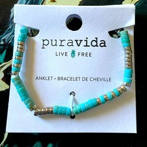 NWT Pura Vida TURQUOISE BEAD STRETCH ANKLET